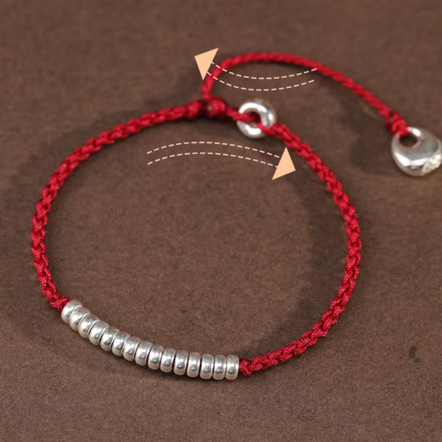 S925 Sterling Silver Beads Fu Blessing Charm Woven Fine Hand Braided Rope Bracelet