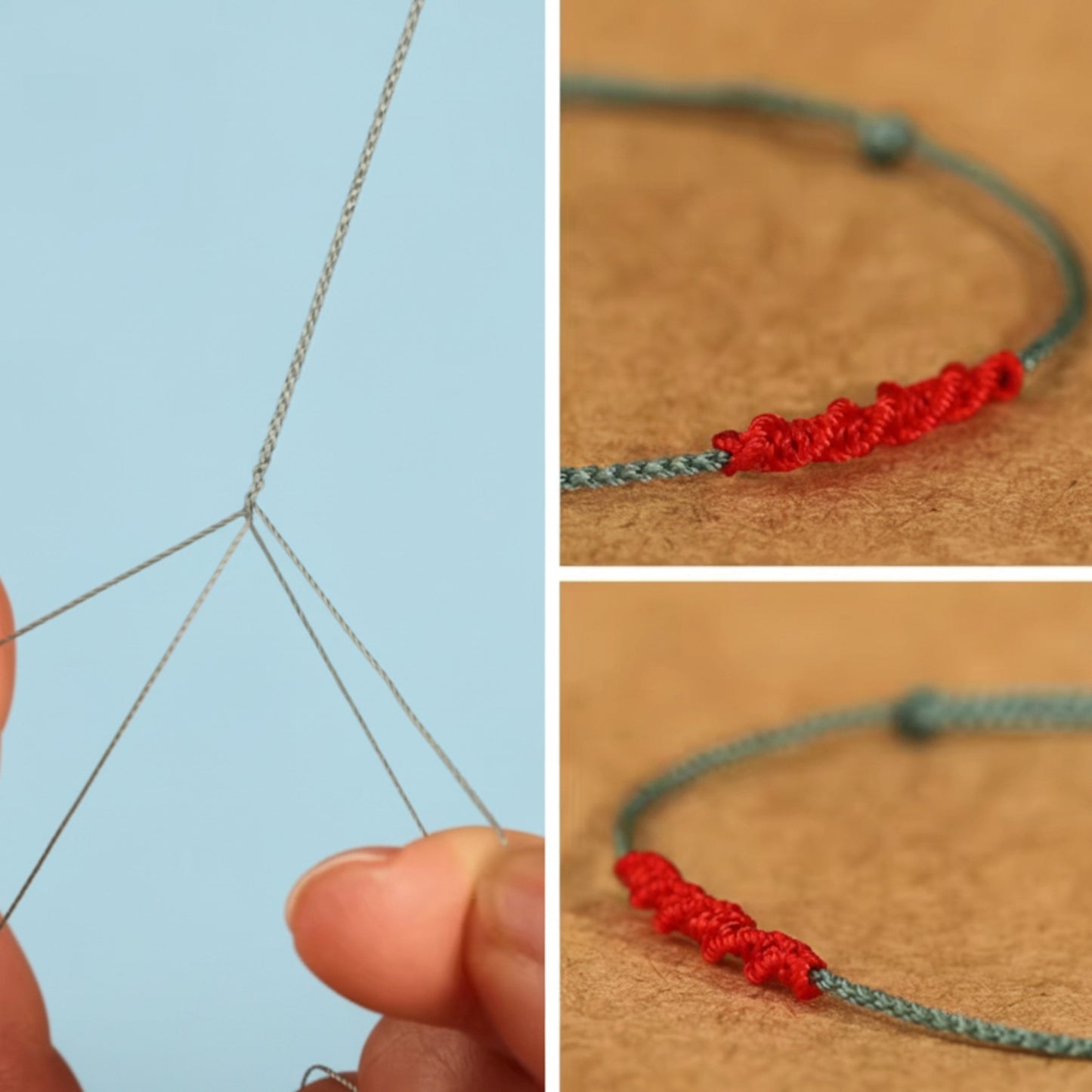 990 Silver Thin Minimal Beads Braided Cord Adjustable Anklet or Bracelet