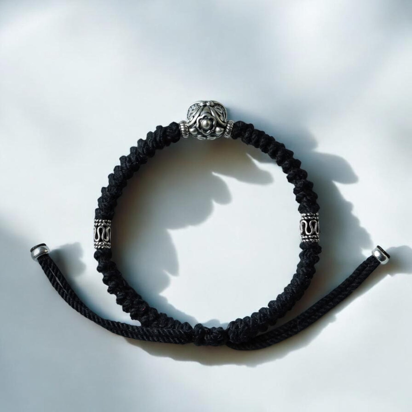 Real 999 Silver Awakening Lion Charm Hand Woven Unisex Rope Bracelet