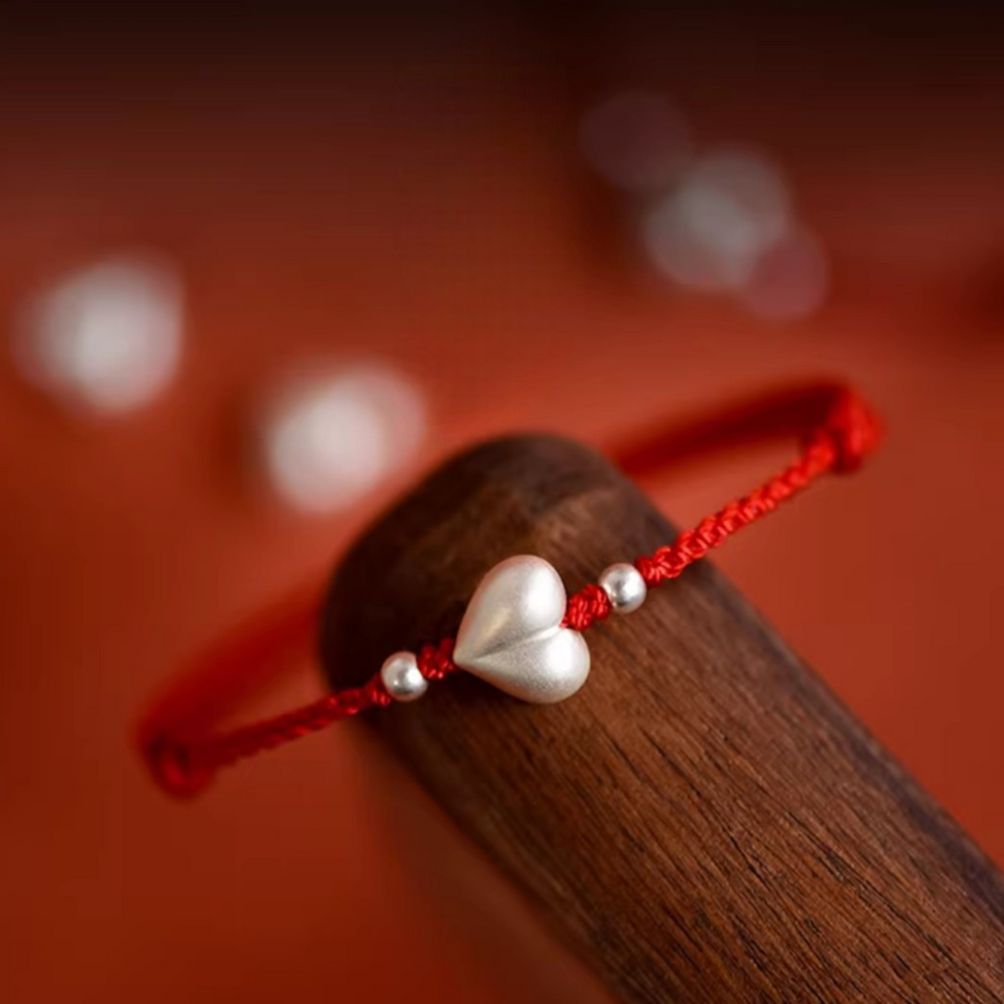 999 Real Silver Heart Charm with Hand Braided Bracelet