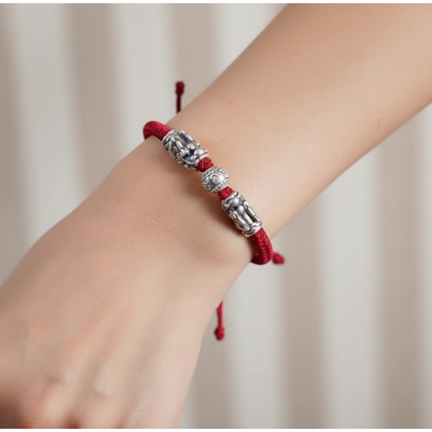 999 Real Silver Dragon Head The Six-Syllable Mantra Charm Hand Braided Bracelet