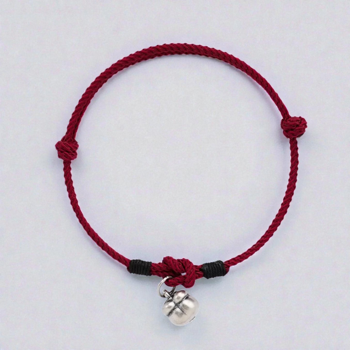 999 Real Silver Small Persimmon Lucky Charm Hand Braided Woven Bracelet