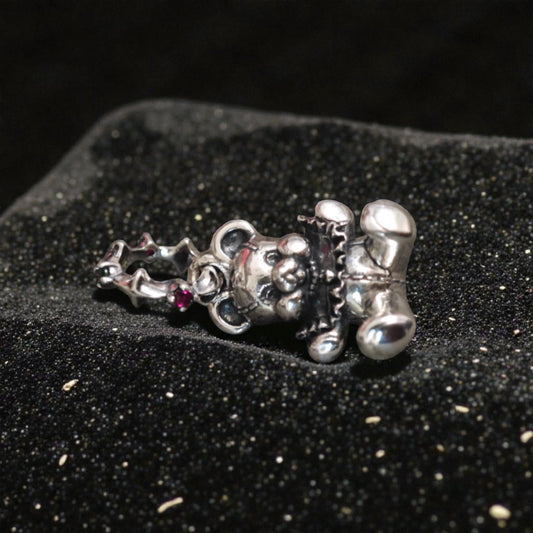 S925 Sterling Silver Vintage Style Teddy Bear Pendant