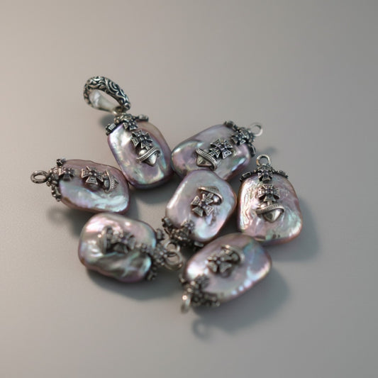 S925 Sterling Silver Natural Pearl Planet Element Pendant