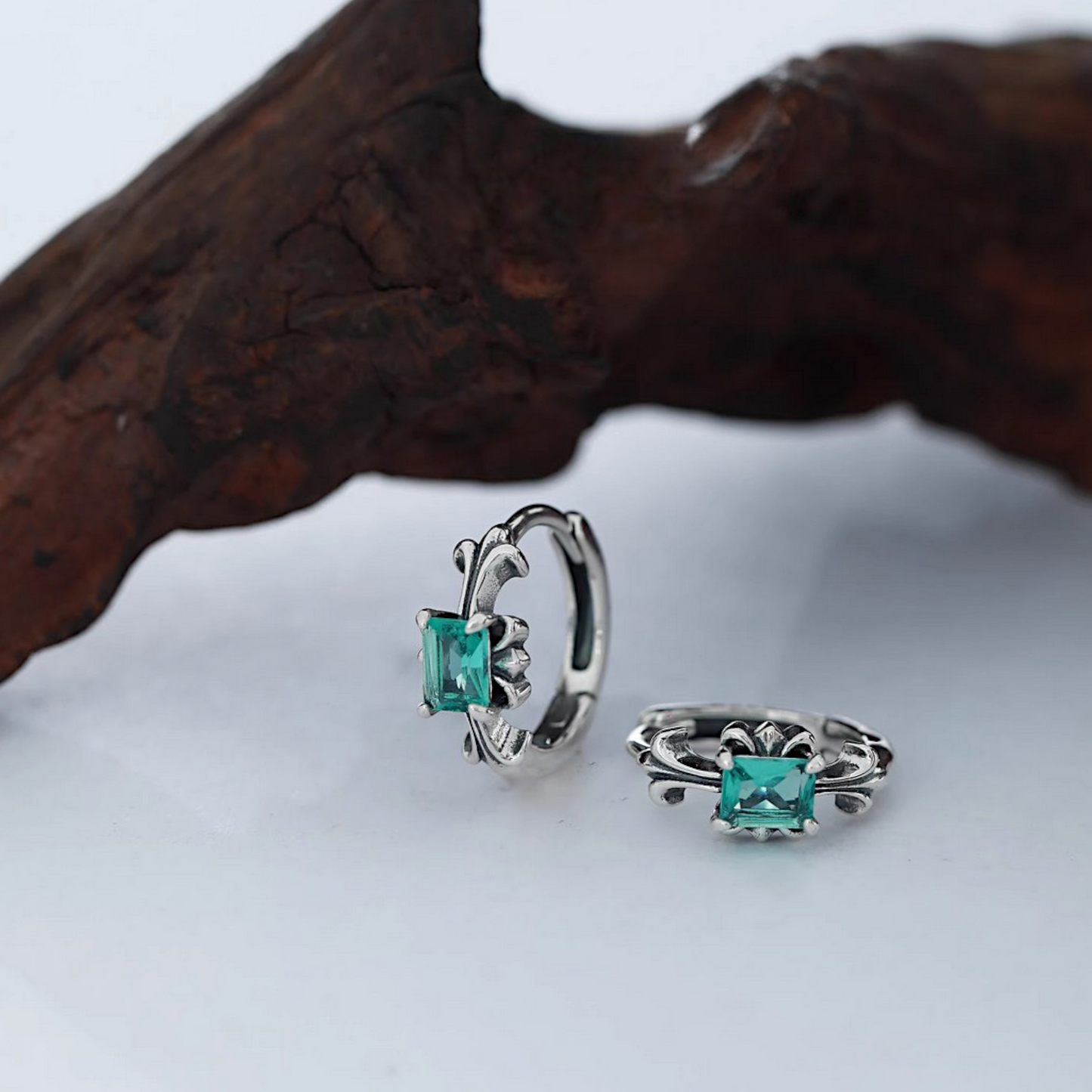 S925 Sterling Silver Emerald Cut Stud Earrings