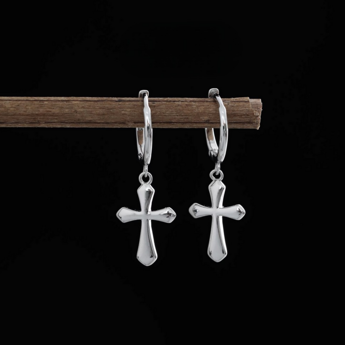 S925 Sterling Silver Vintage Gothic Dangle Cross Earrings
