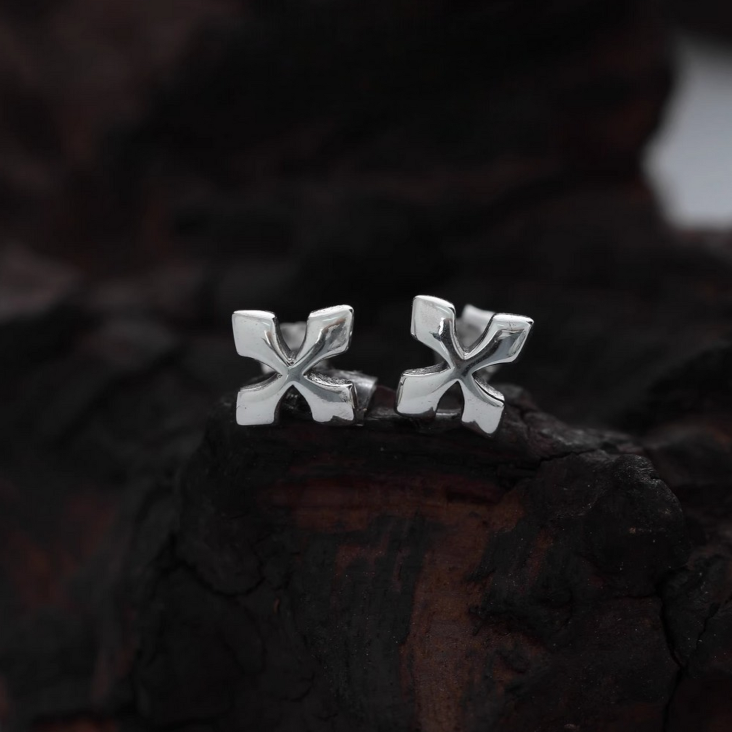 S925 Sterling Silver Cross Unisex Stud Earrings