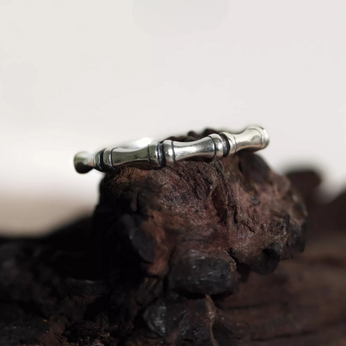 s925 Sterling Silver Minimalist Bamboo Stacking Ring