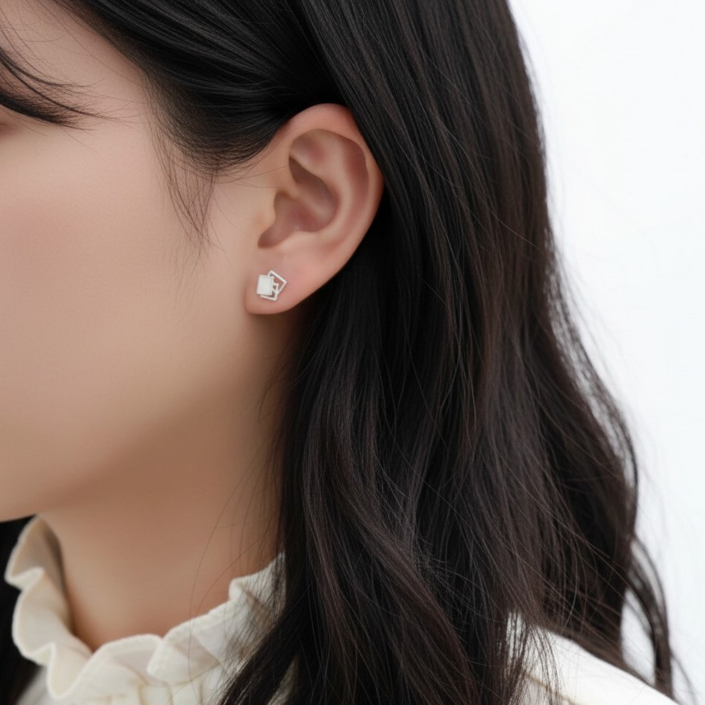 s999 Pure Silver Minimalist Shape Screw Back Earrings