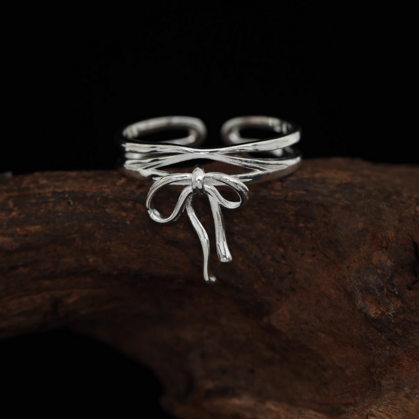 s925 Sterling Silver Minimalist Bow Tie Ring