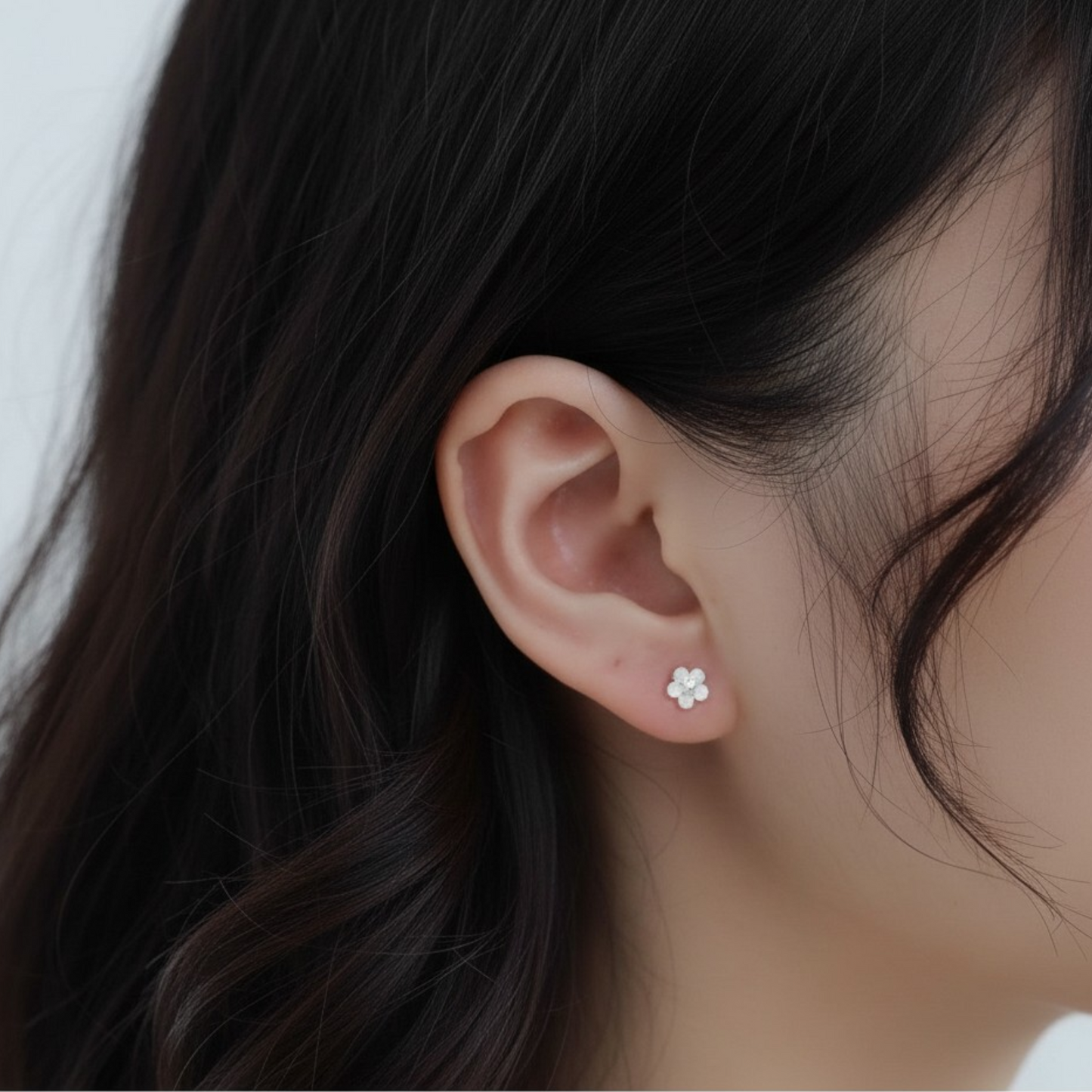 S925 Sterling Silver Cherry Blossom Flower Stud Earrings
