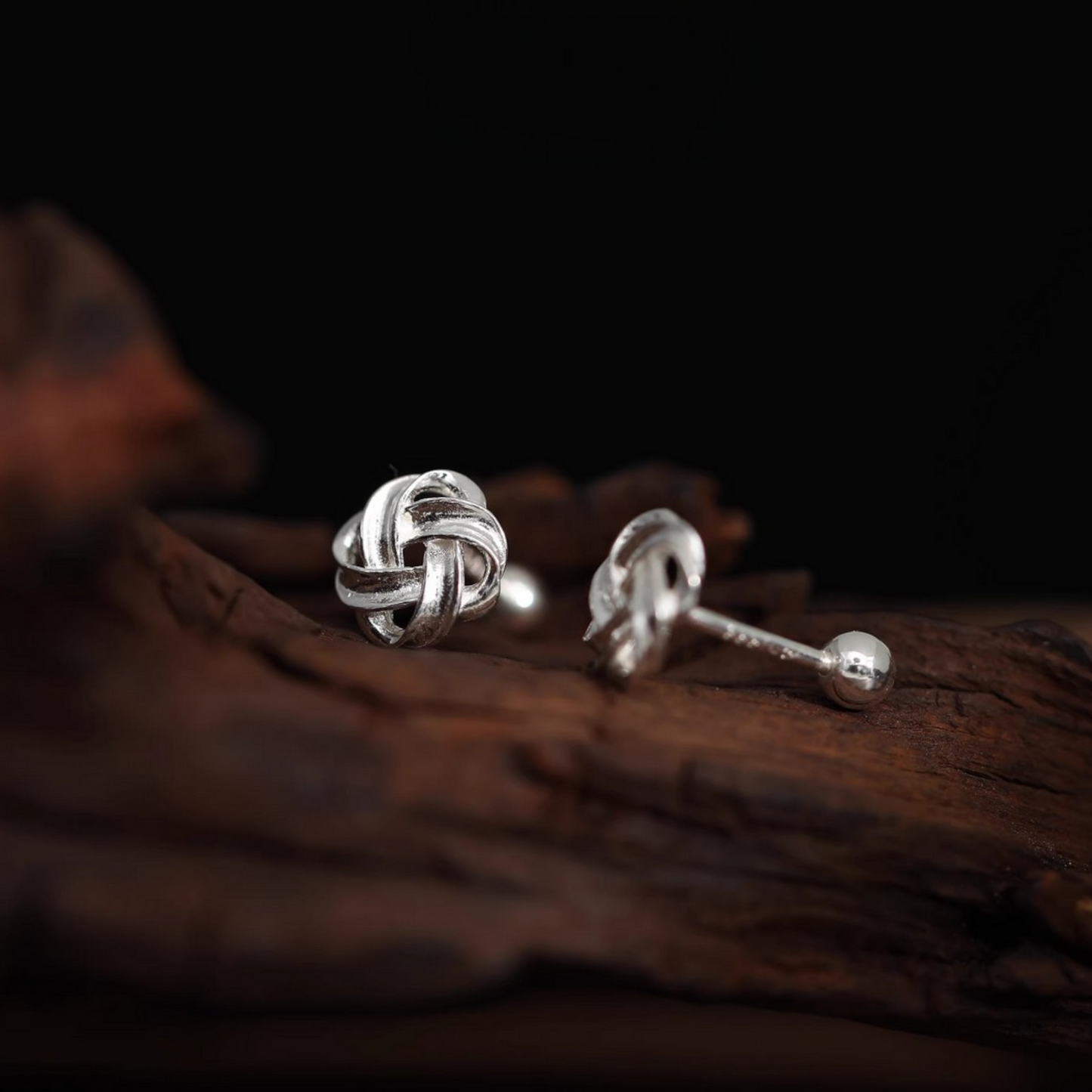 S999 Fine Silver Screw Back Minimalist Knot Cartilage Earrings