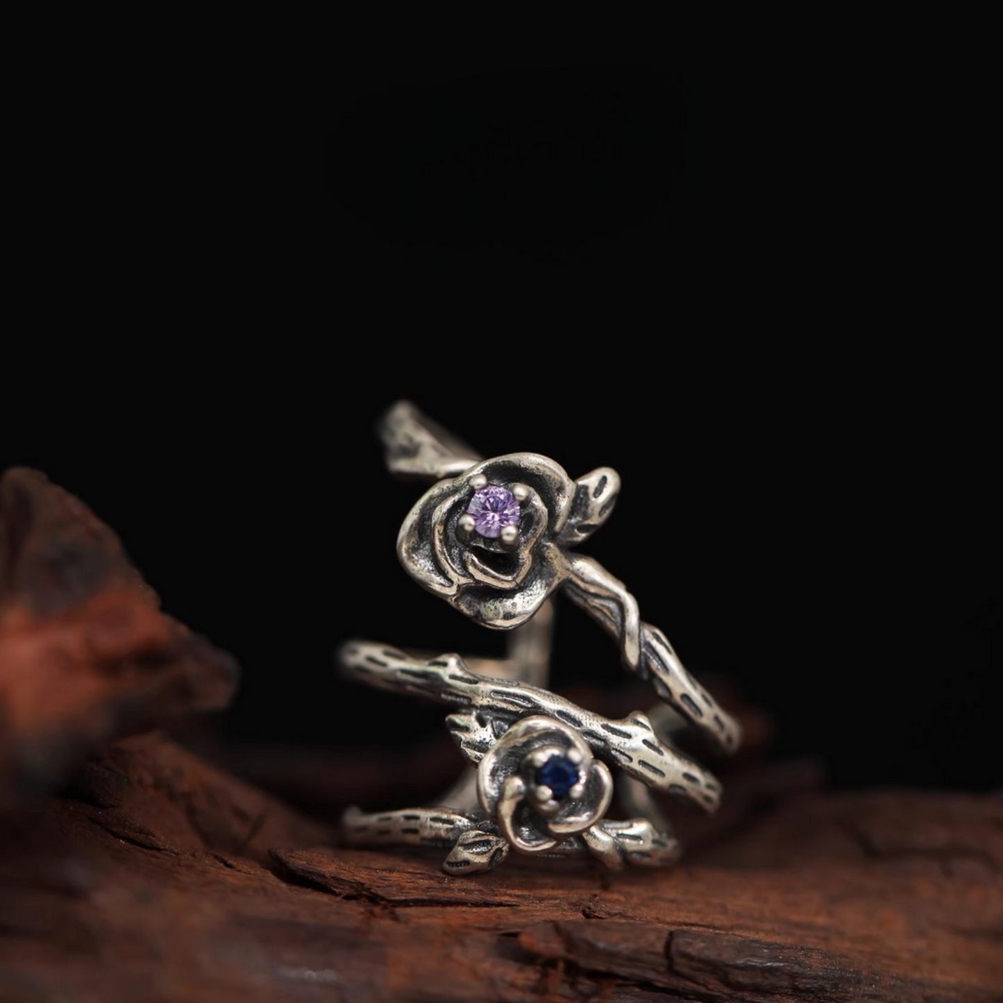 S925 Sterling Silver Twin Roses Flower Ear Clip Cuff