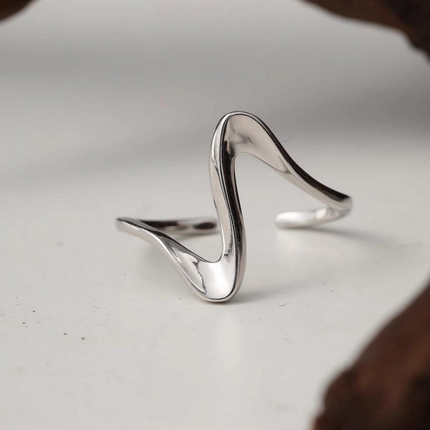s925 Sterling Silver Minimal Freedom Heart Beat Wave Stacking Ring