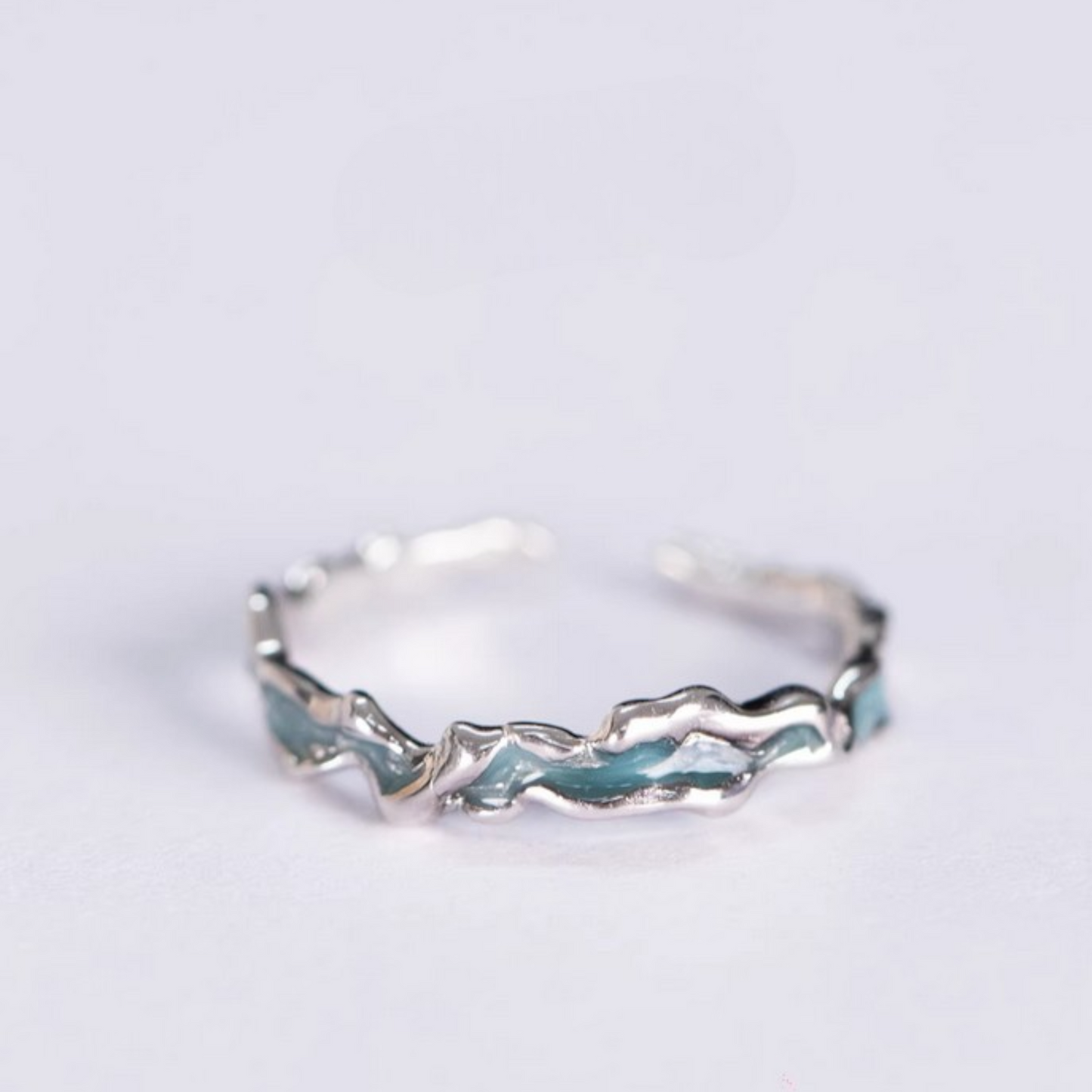 s925 Sterling Silver Blue Wave Ring