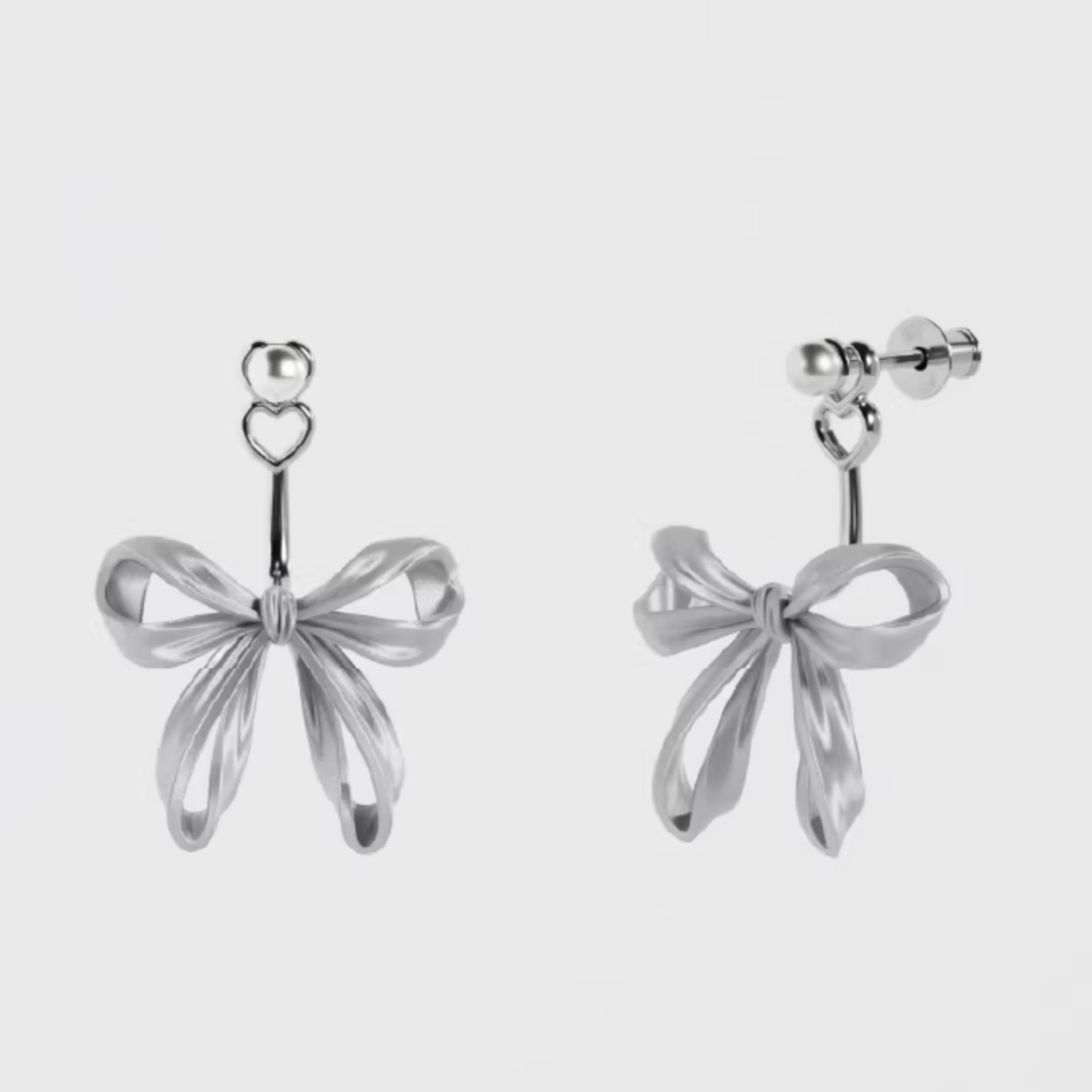 S925 Sterling Silver Matt Bow Bowtie Stud Earrings
