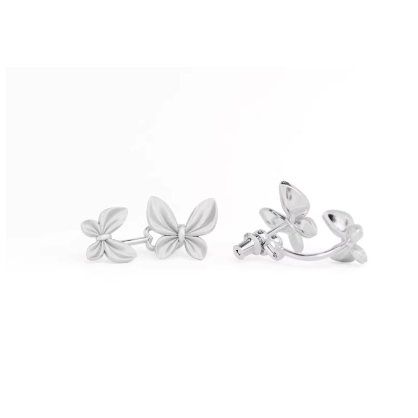 S925 Sterling Silver Matt Butterfly Stud Earrings