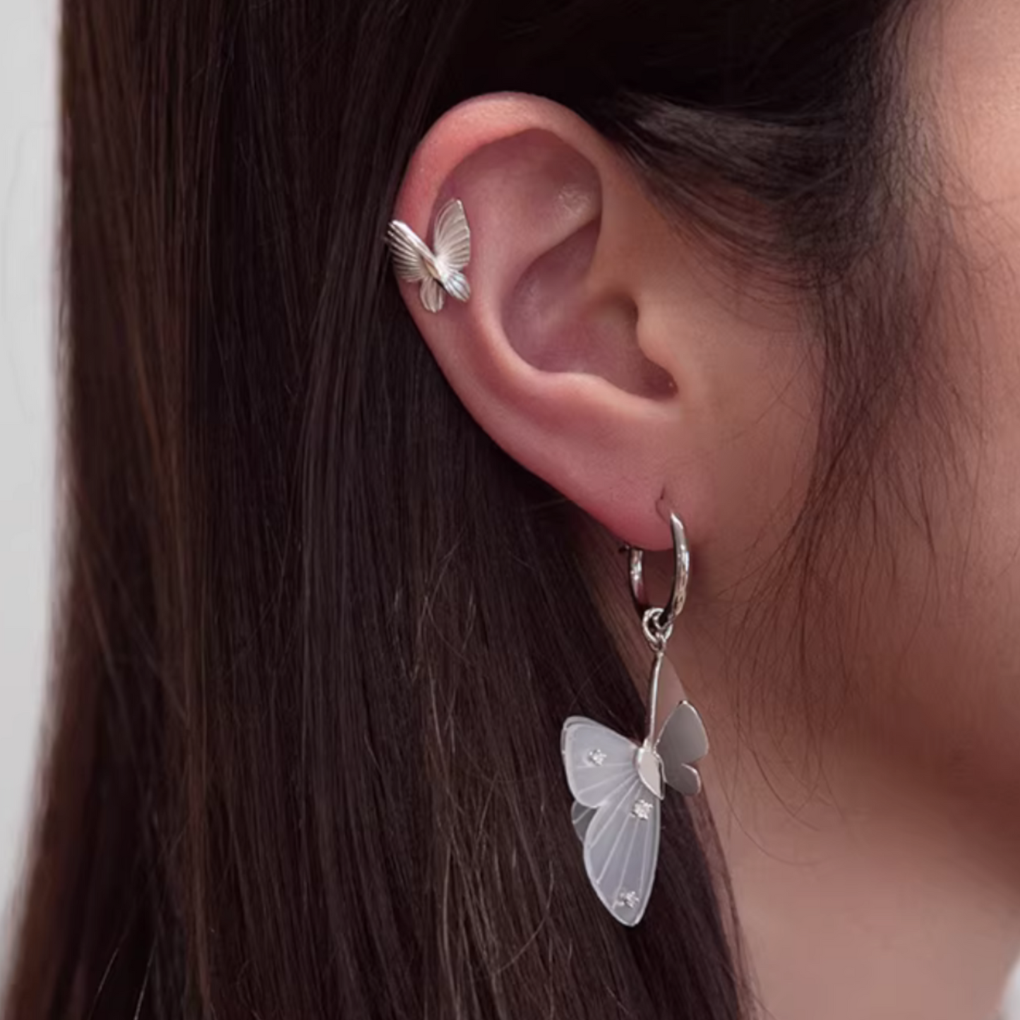 S925 Sterling Silver Minimalist Style Butterfly Ear Cuff
