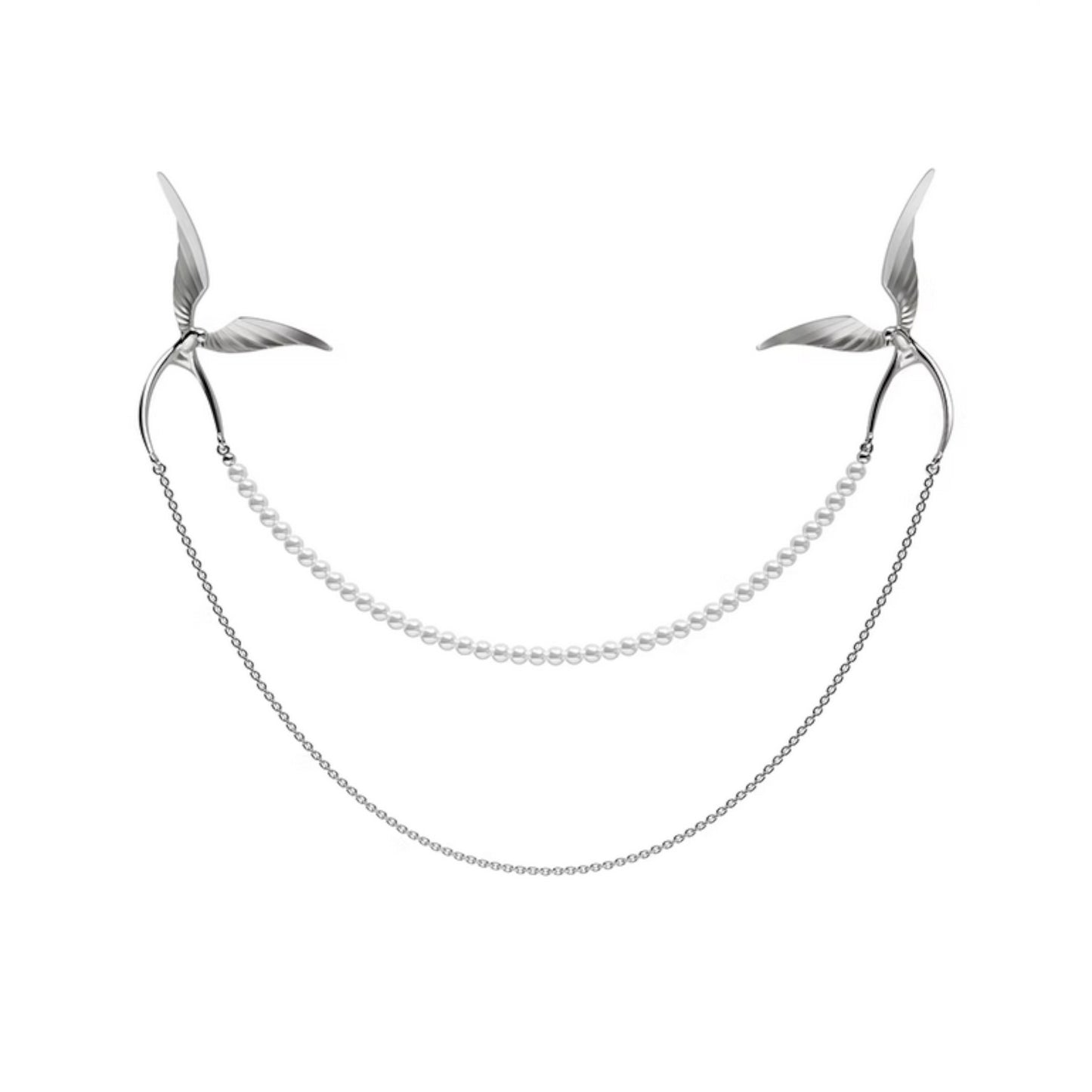 S925 Sterling Silver Swallow Brooch Pin Chain Elegant Style