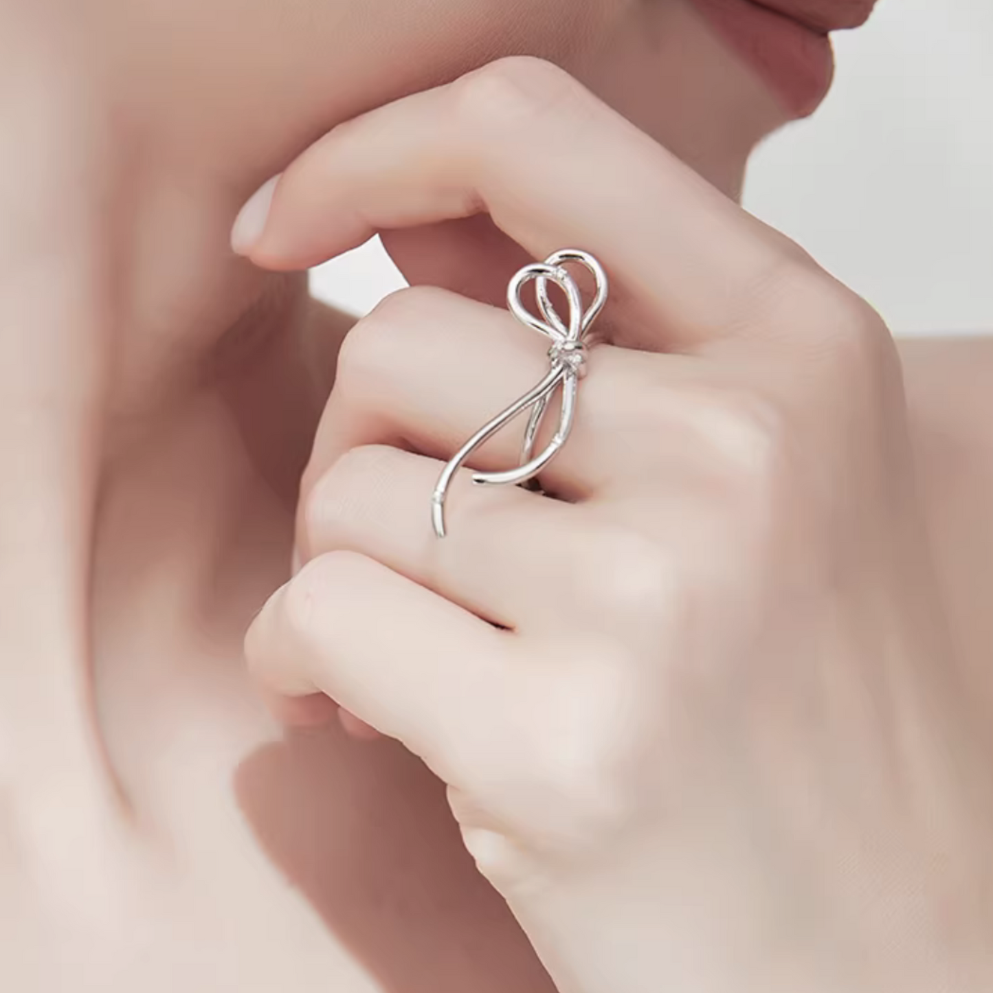 S925 Sterling Silver Tie the Know Bow Adjustable Ring