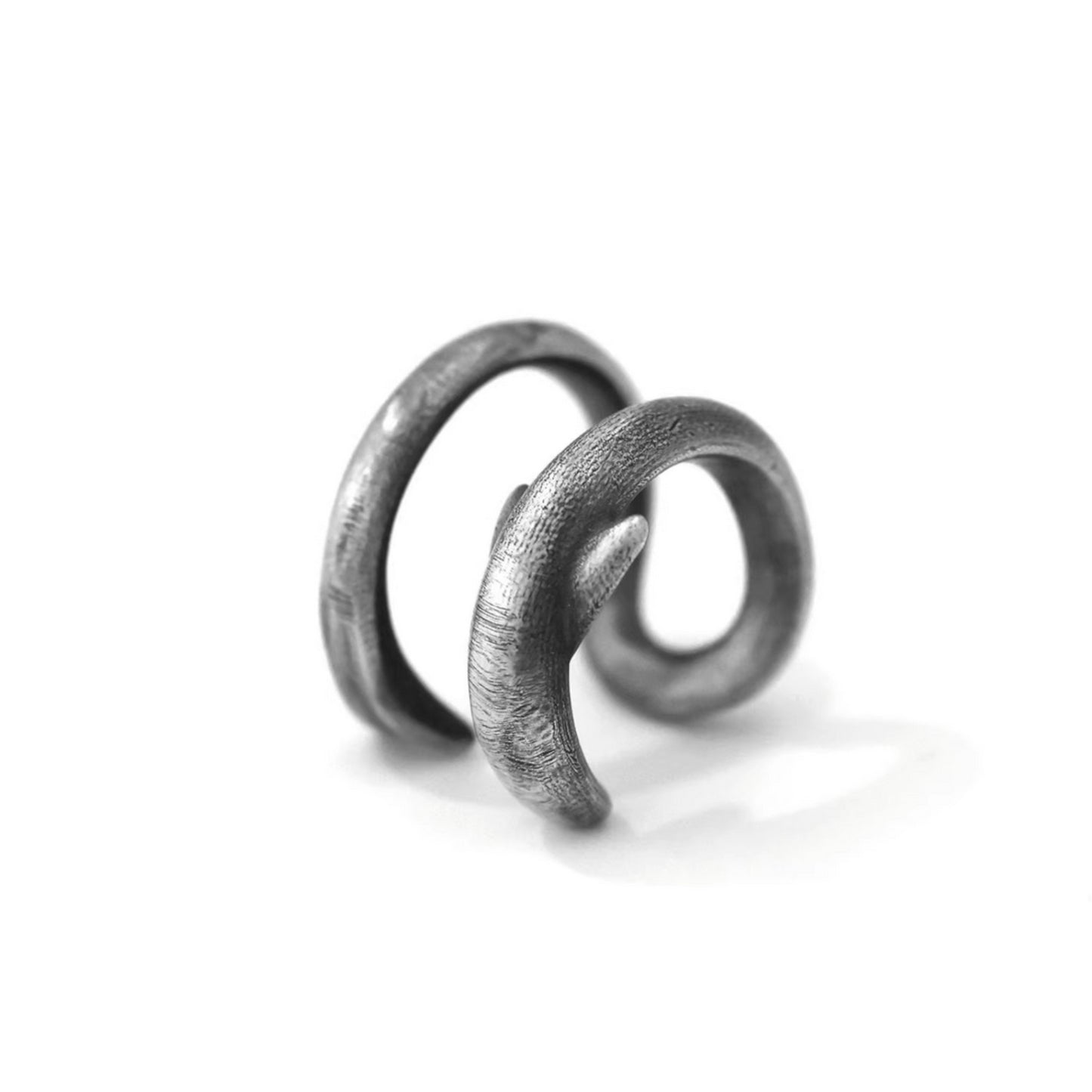 S999 Fine Silver Vintage Deep Ocean Shark Ear Cuff Unisex
