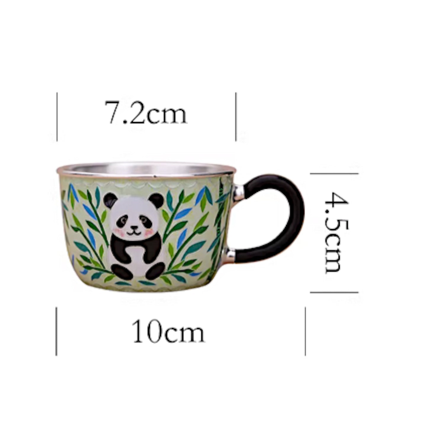 s999 Fine Silver Panda Mug Handmade Cloisonné Small Teacup Coffee Cup