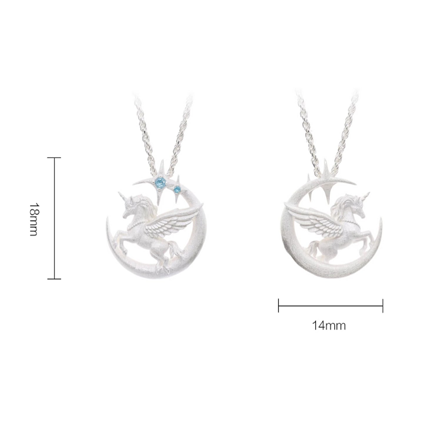 s925 Sterling Silver Moon and Unicorn Pendant Necklace