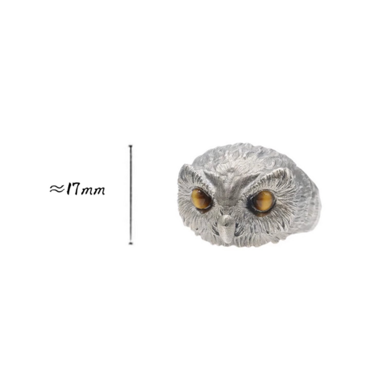 s925 Sterling Silver Unique Tiger's Eye Owl Ring