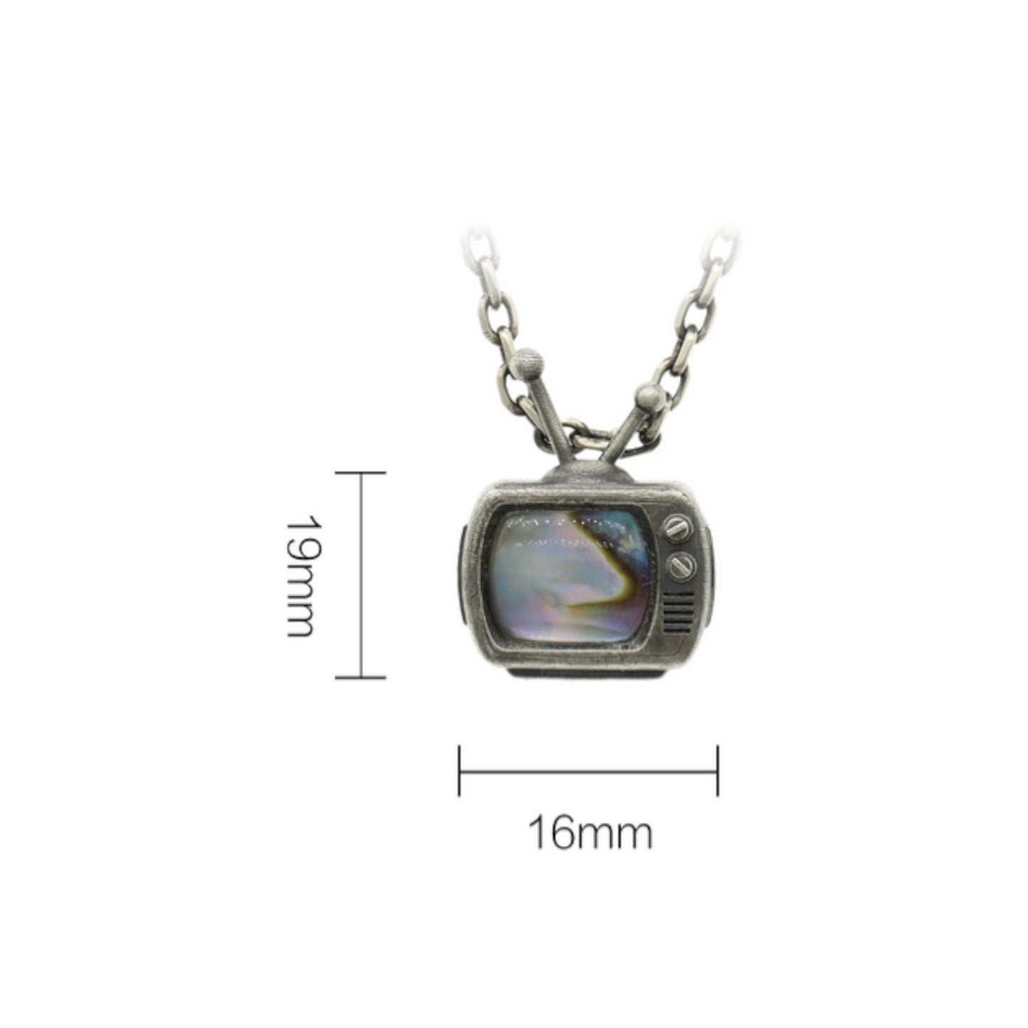 s925 Sterling Silver Vintage Retro Mini Television TV Pendant Necklace