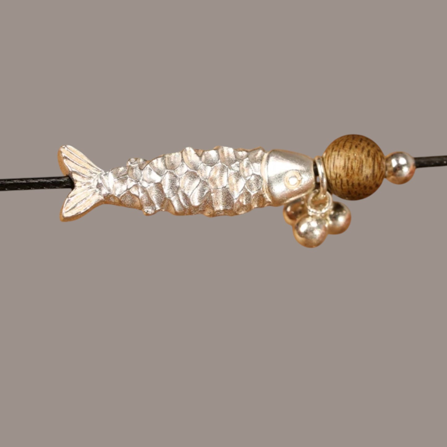 999 Fine Solid Silver Fish Lucky Charm Minimal Style Rope Cord Necklace