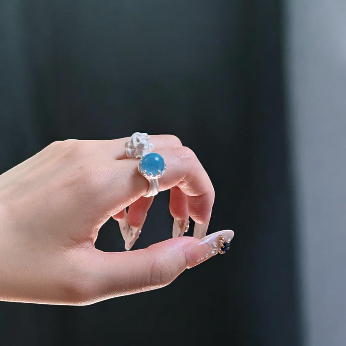s925 Sterling Silver Unique Crystal Nine Tail Fox Ring
