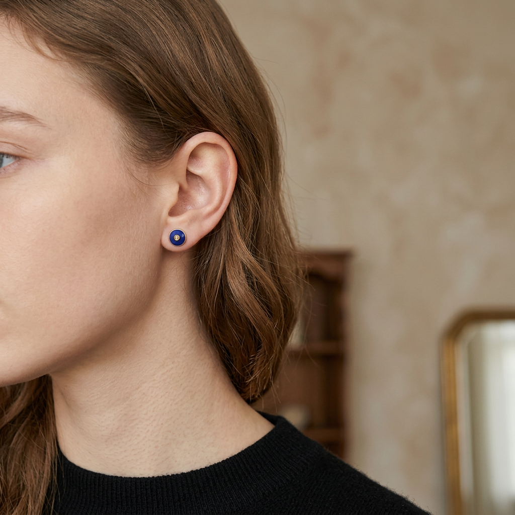 Unique Blueberry Handmade Ceramic Stud Earrings with S925 Silver Needles – Artistic