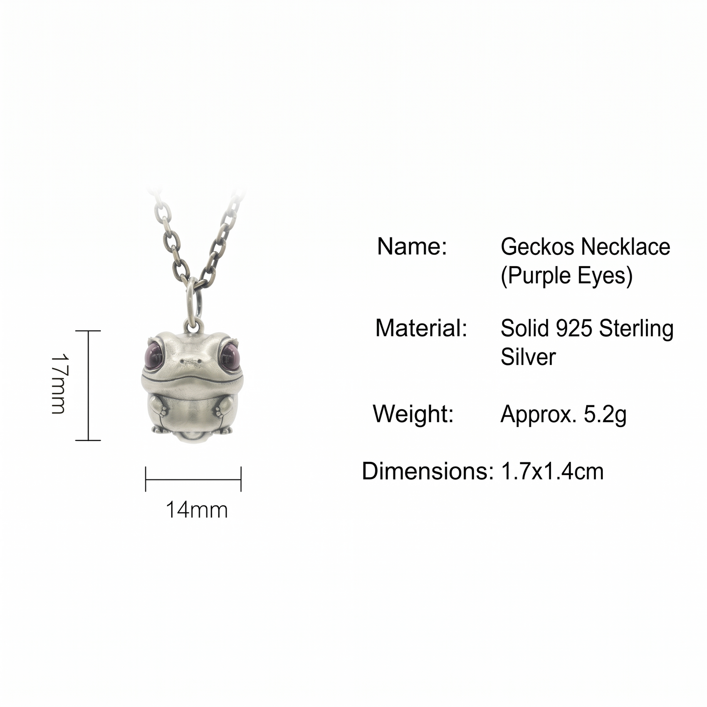 s925 Sterling Silver Vintage Gecko Frog Charm Necklace