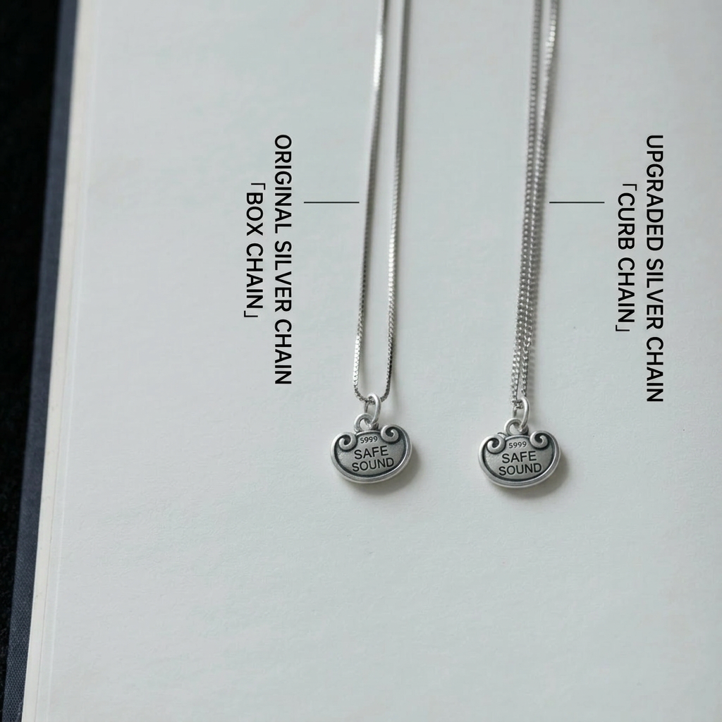 999 Fine Silver Peace Lock Pendant Blessing Charm Necklace
