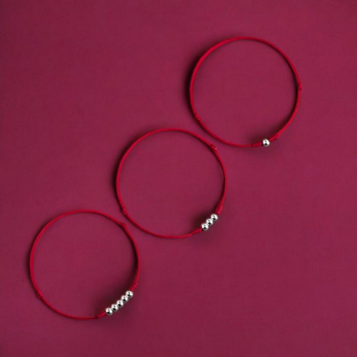 S925 Sterling Silver Lucky Bead Red Rope Anklet Bracelet Ultra-Fine Style