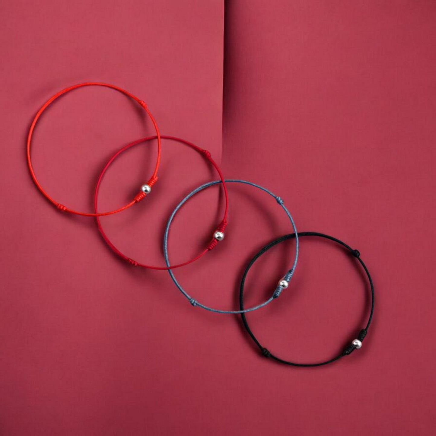 S925 Sterling Silver Lucky Bead Red Rope Anklet Bracelet Ultra-Fine Style