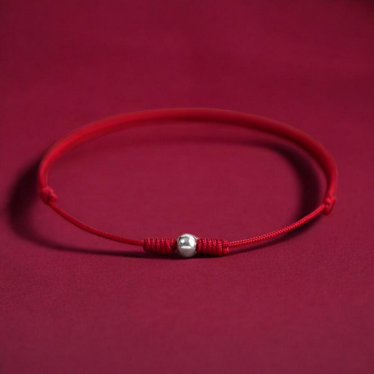 S925 Sterling Silver Lucky Bead Red Rope Anklet Bracelet Ultra-Fine Style