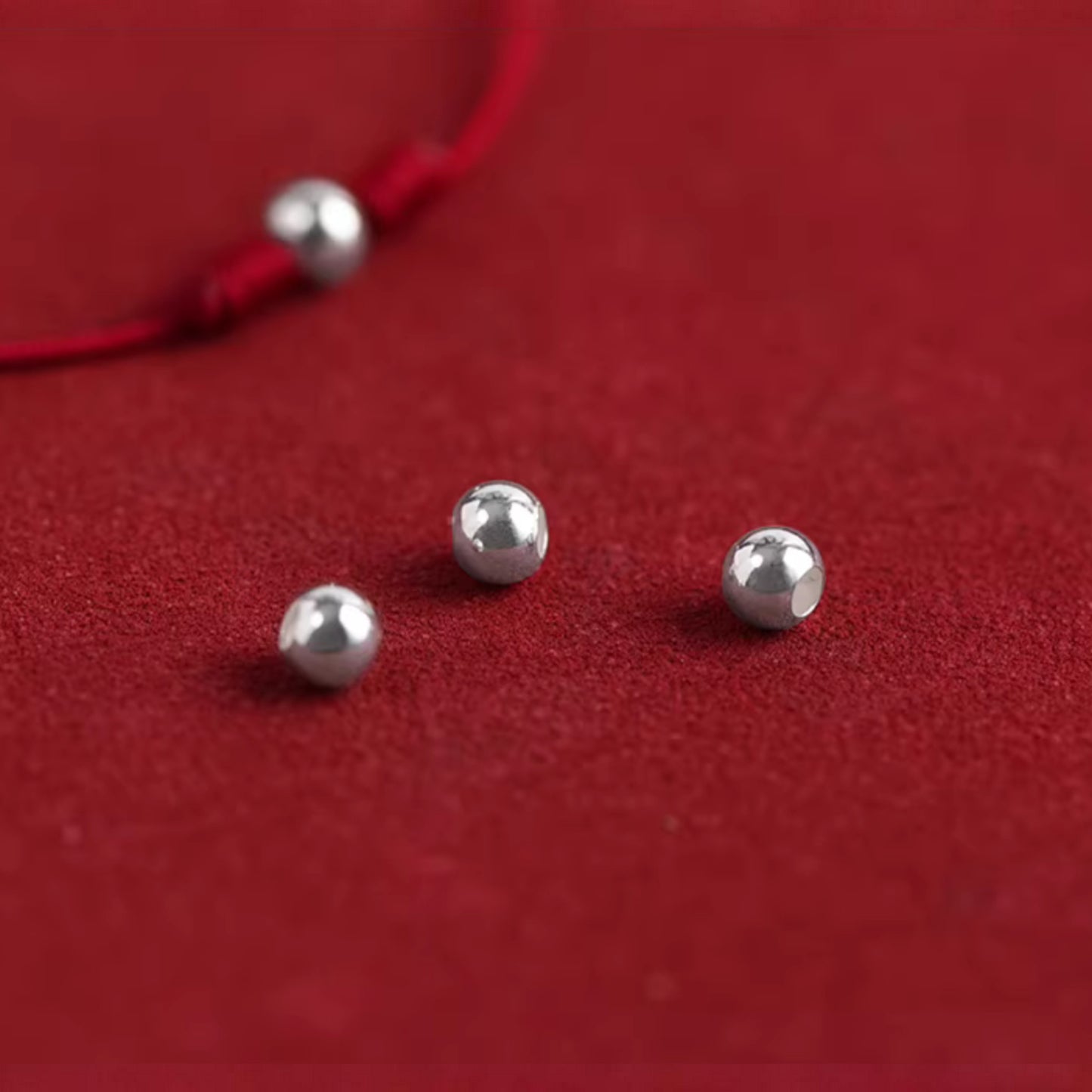 S925 Sterling Silver Lucky Bead Red Rope Anklet Bracelet Ultra-Fine Style