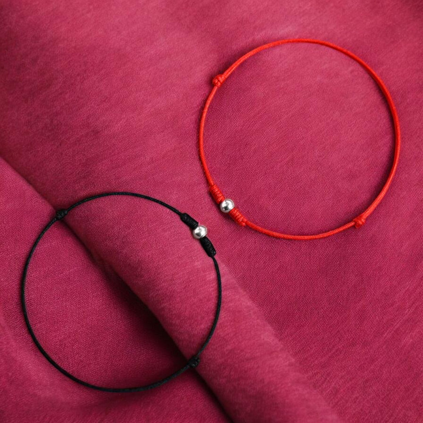 S925 Sterling Silver Lucky Bead Red Rope Anklet Bracelet Ultra-Fine Style