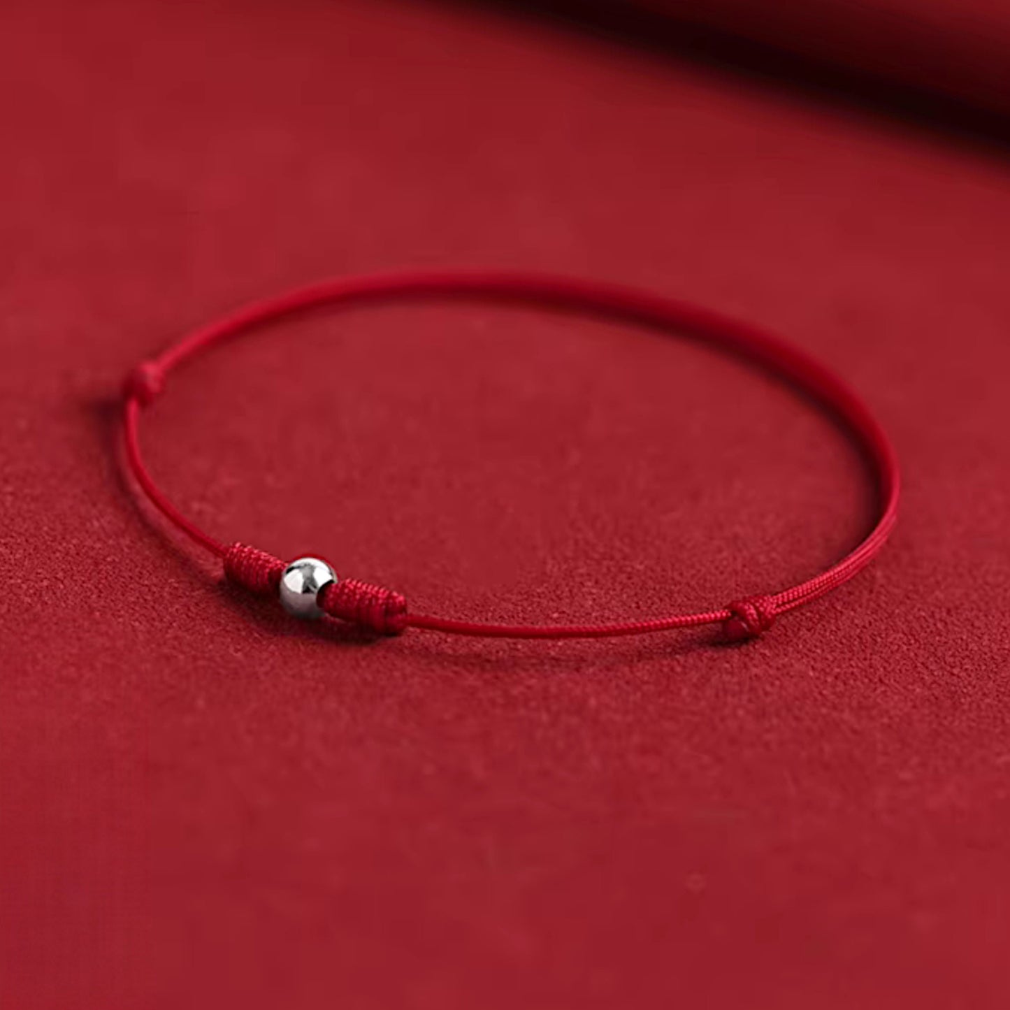 S925 Sterling Silver Lucky Bead Red Rope Anklet Bracelet Ultra-Fine Style
