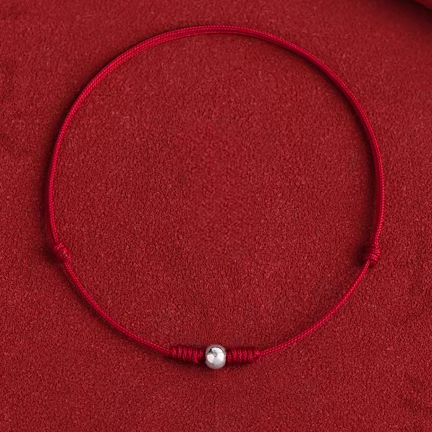 S925 Sterling Silver Lucky Bead Red Rope Anklet Bracelet Ultra-Fine Style