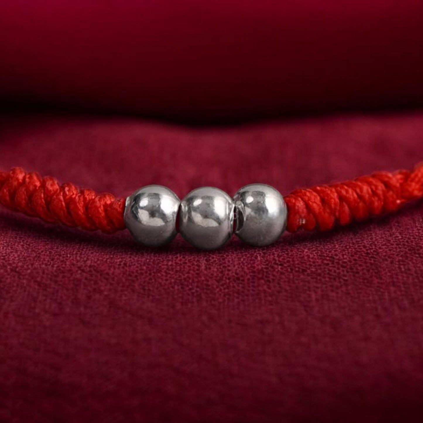 999 Fine Silver Lucky Bead Red Rope Anklet Bracelet