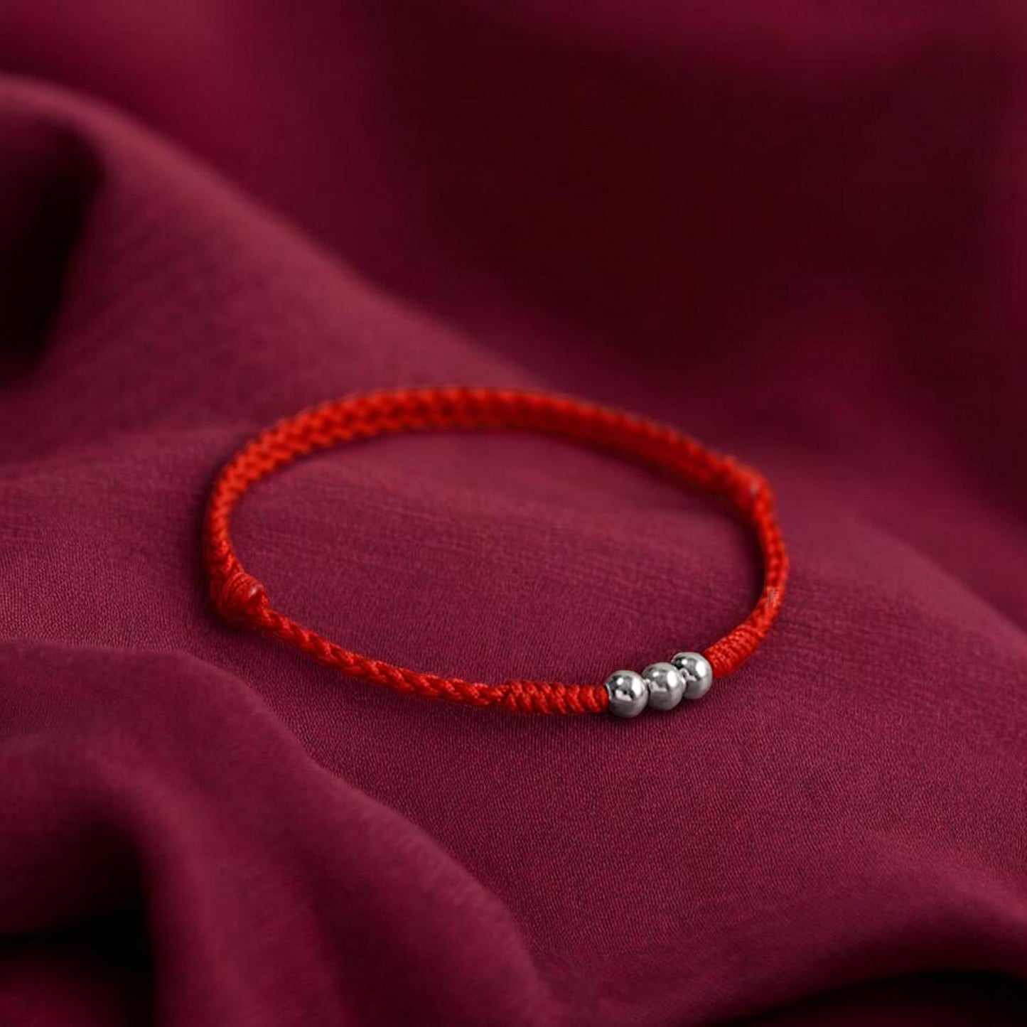 999 Fine Silver Lucky Bead Red Rope Anklet Bracelet