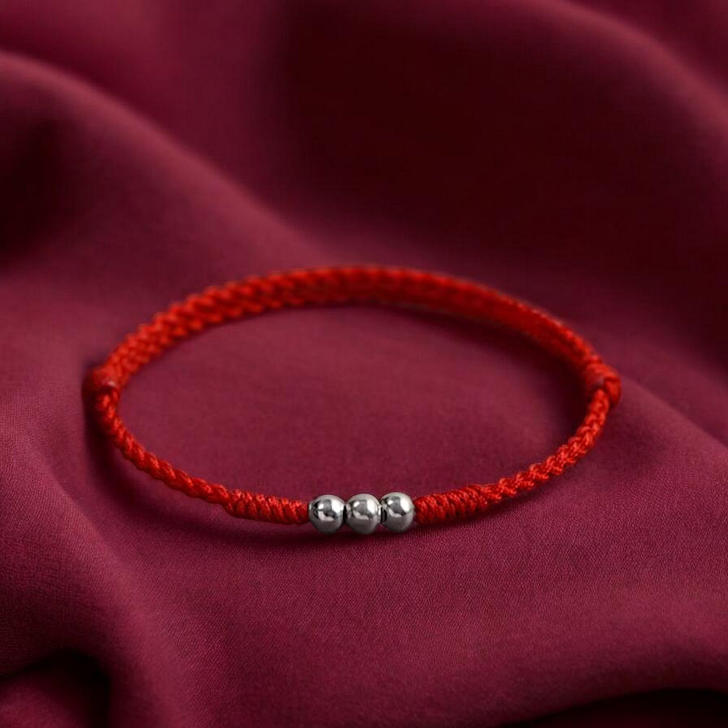 999 Fine Silver Lucky Bead Red Rope Anklet Bracelet