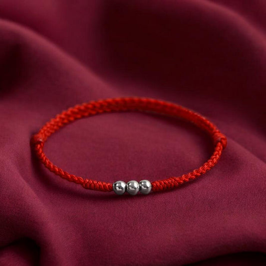 999 Fine Silver Lucky Bead Red Rope Anklet Bracelet