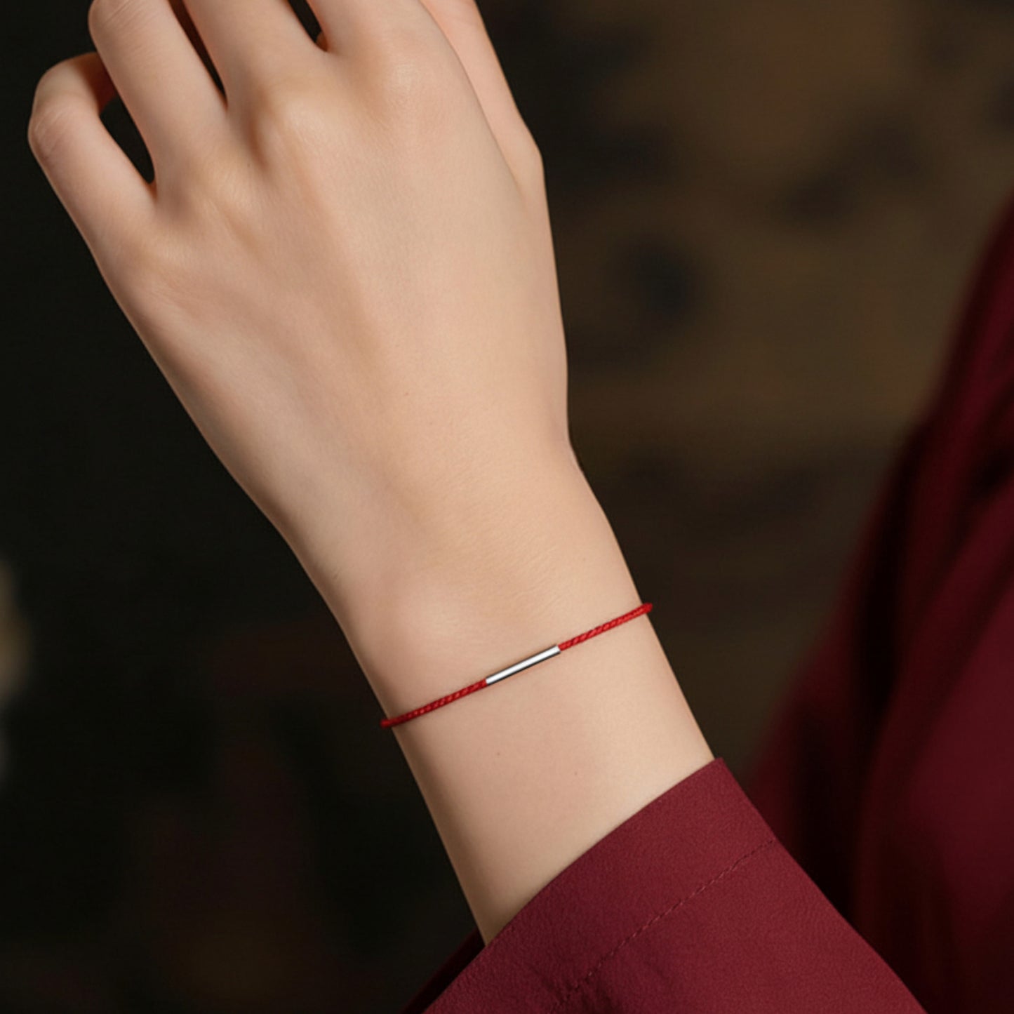 S925 Sterling Silver Ultra-Fine Minimal Stacking Red Rope Anklet Bracelet