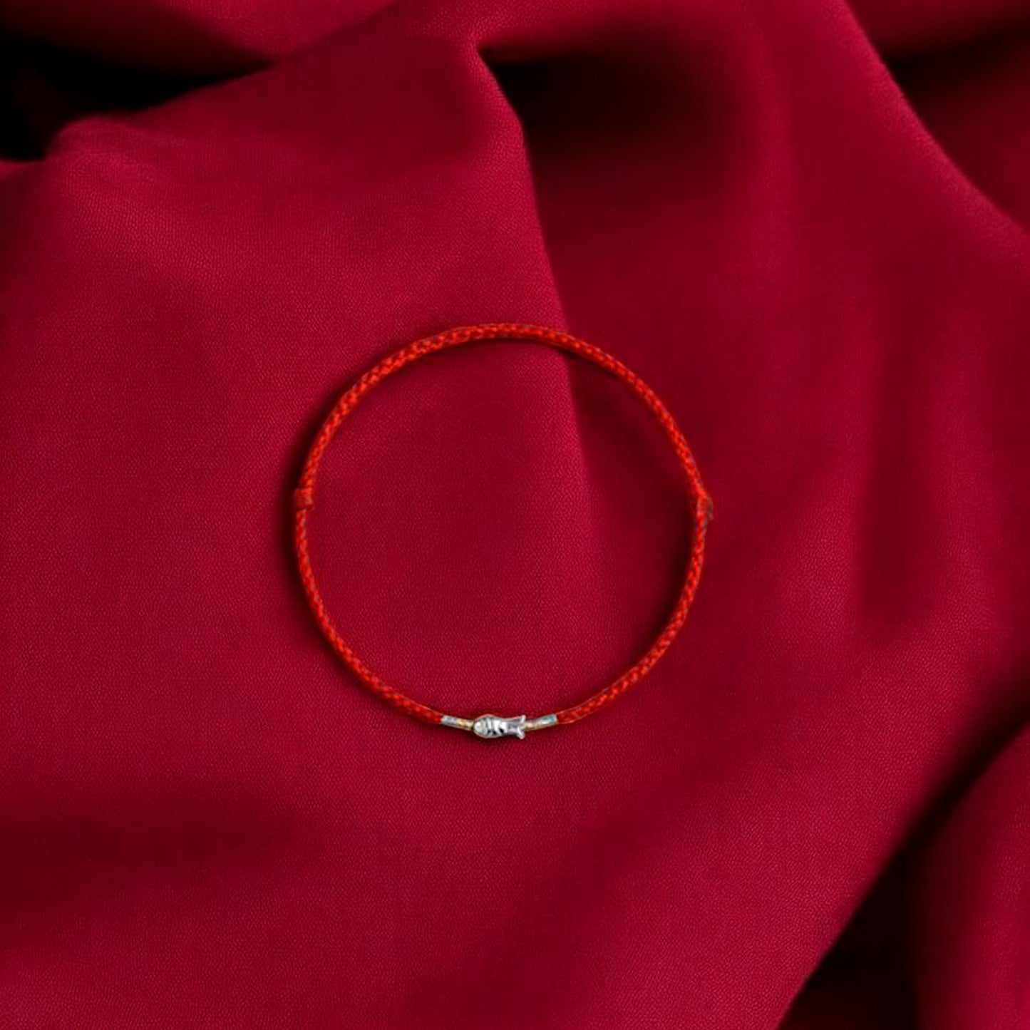 S925 Sterling Silver Koi Lucky Fish Charm Ultra-Fine Minimal Red Rope Anklet Bracelet