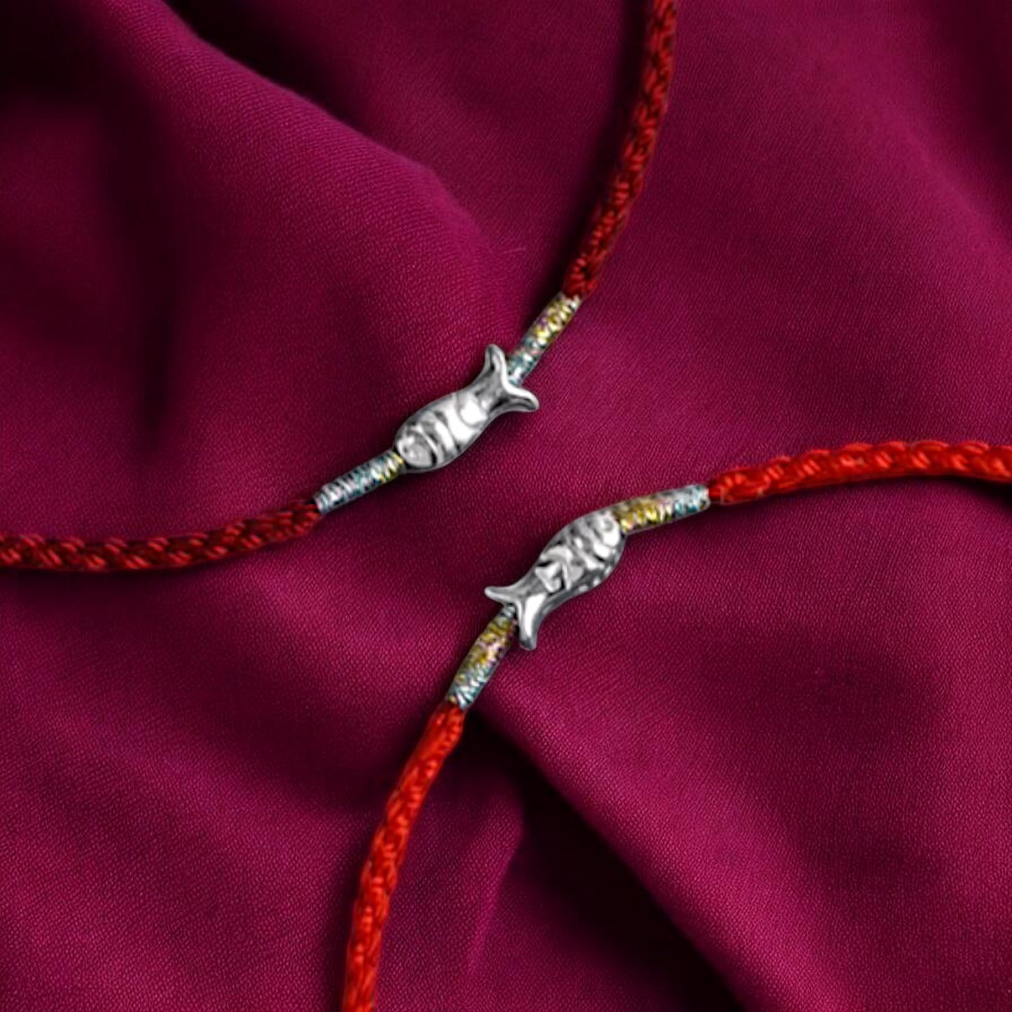 S925 Sterling Silver Koi Lucky Fish Charm Ultra-Fine Minimal Red Rope Anklet Bracelet