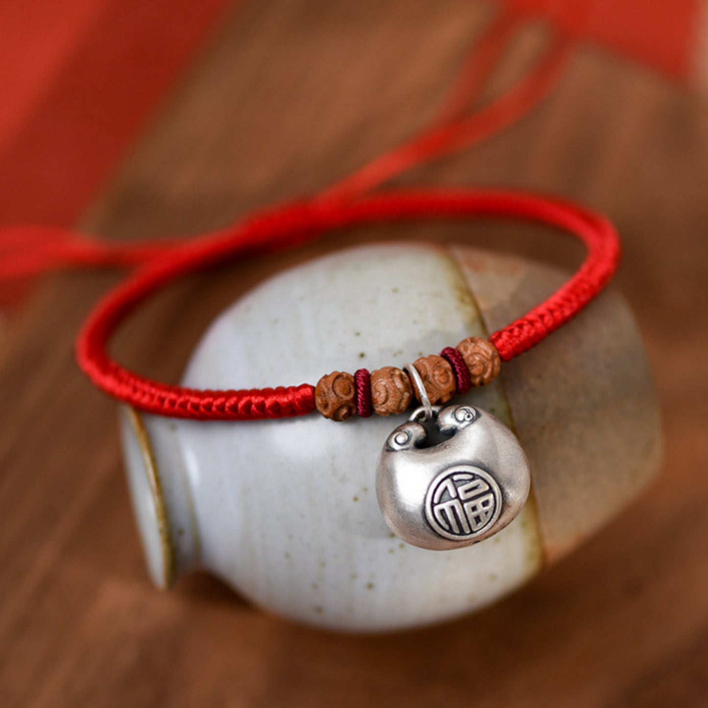 999 Pure Silver Charm Blessing Lock Pet Collar Cat and Dog Handmade Woven Adjustable