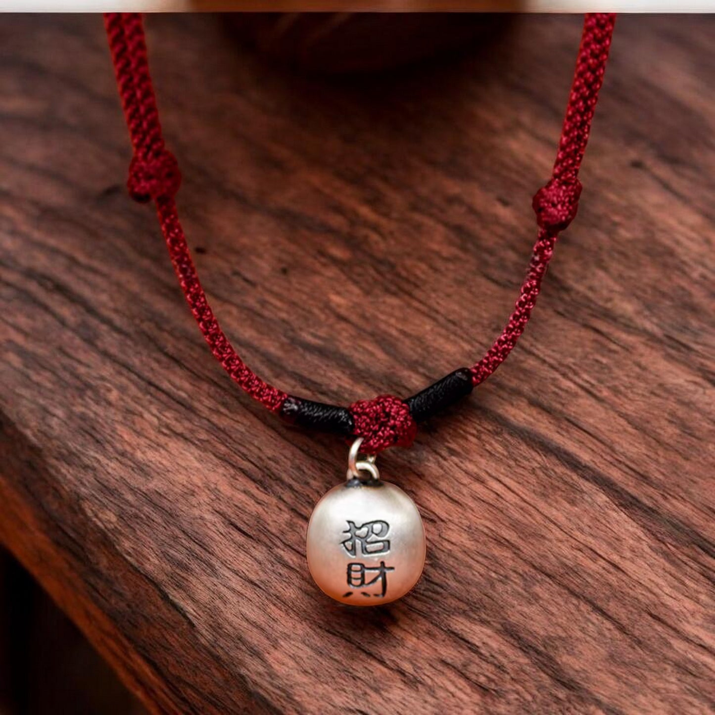 999 Pure Silver Charm Bring Wealth Lock Pet Collar Cat and Dog Handmade Woven Adjustable